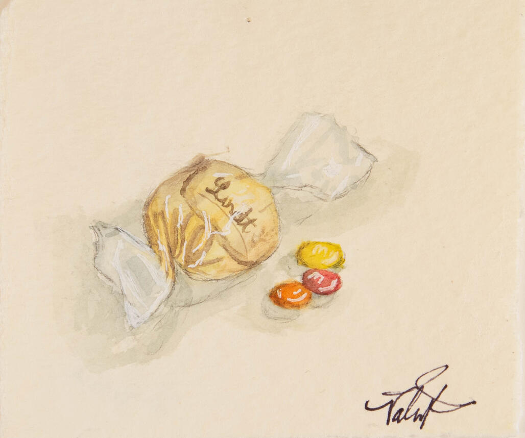 Chocolates, 2022, 4x5, Watercolor
