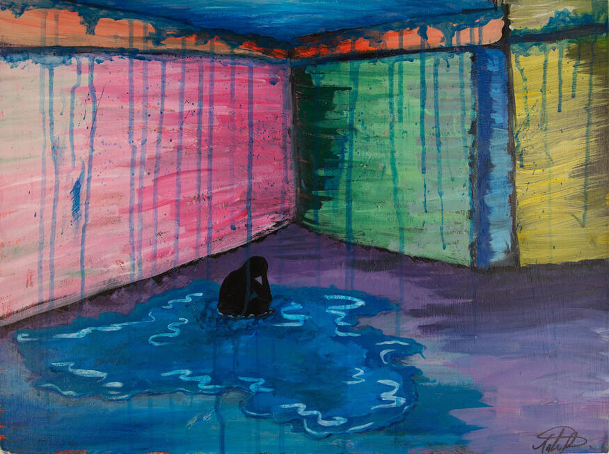 Seeping in, 2022, 24x11, Acrylic on canvas